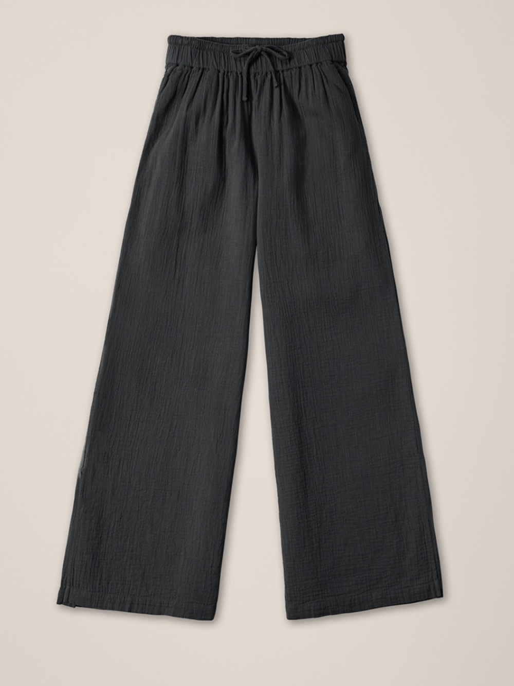 Pact organic coastal double wide-Leg Black Women's Pants L - Picture 2 of 6